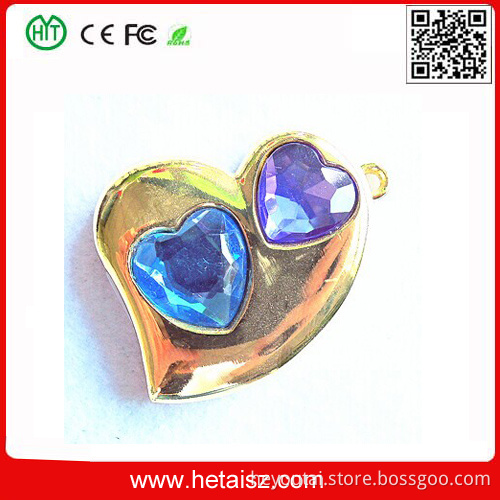 Heart Shaped USB Flash Drive for Promotional Gift, Crystal Heart USB Pormo Gift USB Custom Logo